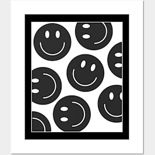 Black and White Smile Emojis Posters and Art